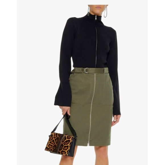 rag & bone Dresses & Skirts - Rag & Bone Lora Olive Twill Pencil Skirt 2 New Exposed Zip Utility